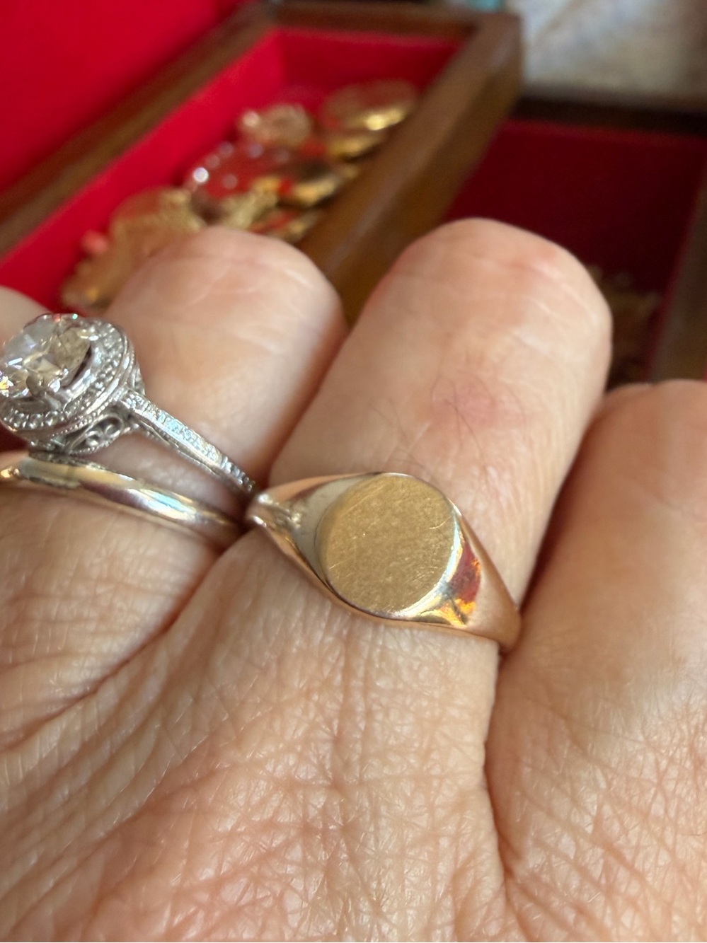 Classic Gold Signet Ring for Women - Polished Gold Finish